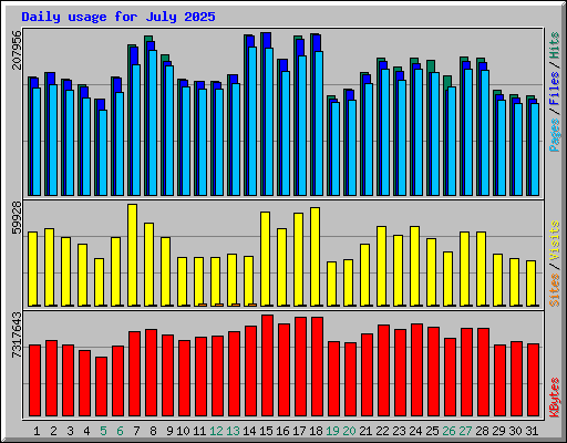 Daily usage for July 2025