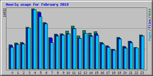 Hourly usage for February 2019
