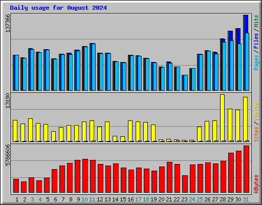 Daily usage for August 2024